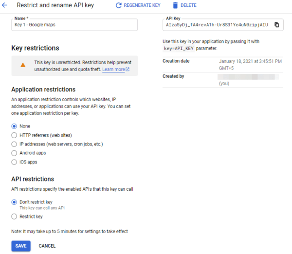 On-Premise - Google maps and geocoding - Google key 1