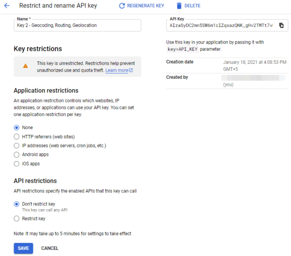 On-Premise - Google maps and geocoding - Google key 2