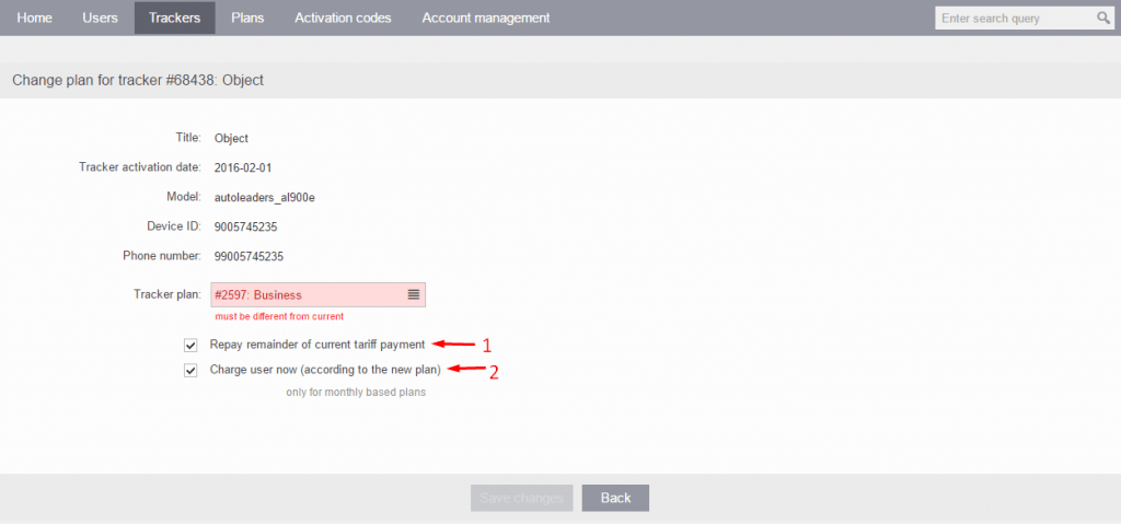 Change plan and payment options