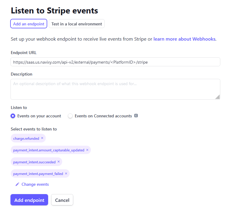 Example of Stripe Setup