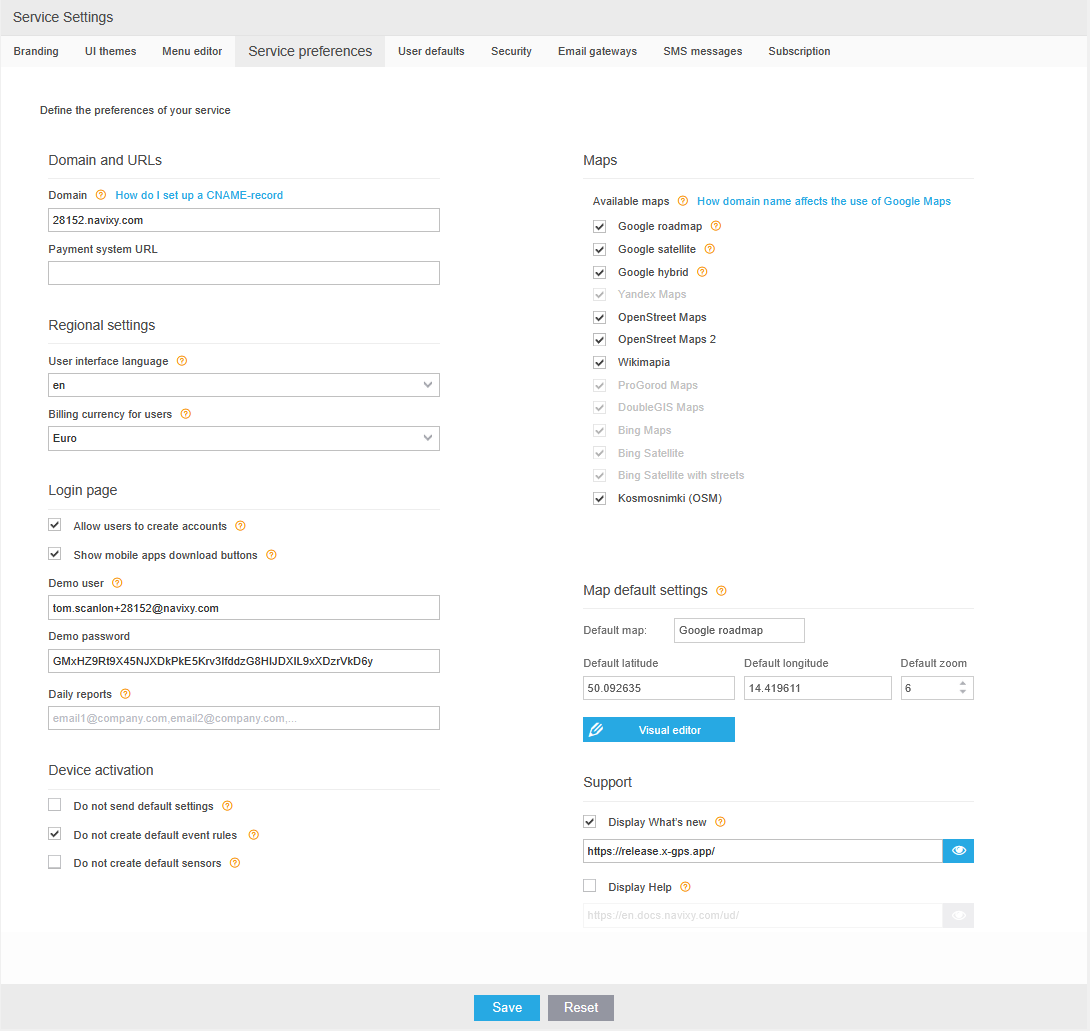 Service preferences