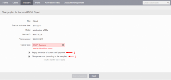 payment options when changing plan