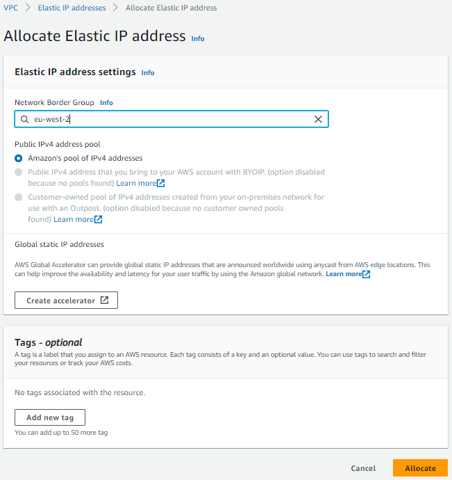 AWS Elastic IPs for Navixy On-Premise