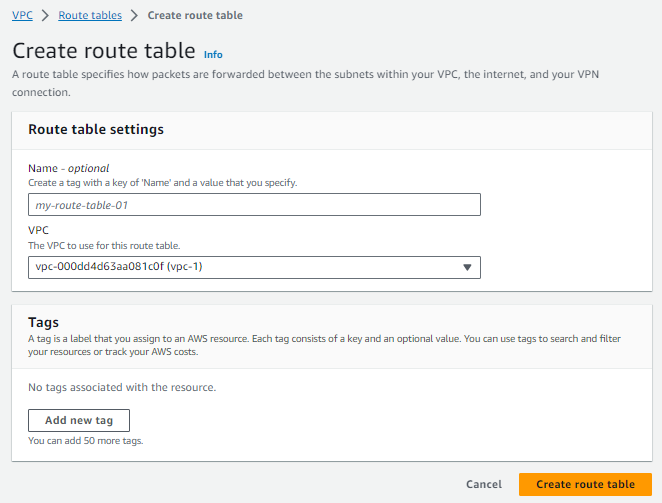 AWS route tables creation for Navixy On-Premise