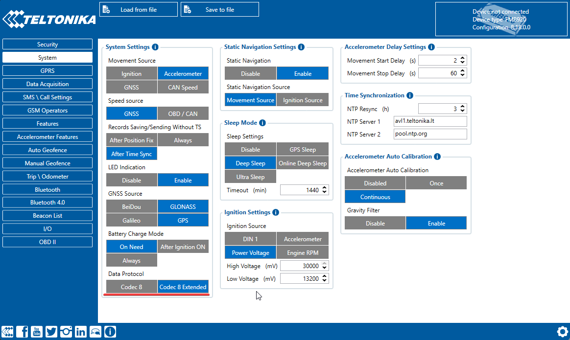 Codec 8 Extended for BLE data processing