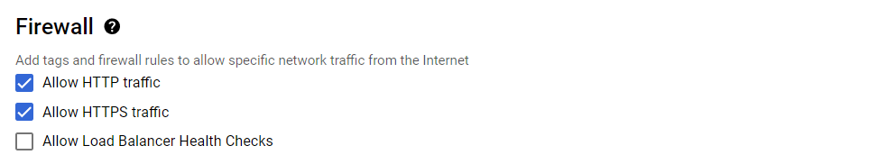 GCP firewall settings