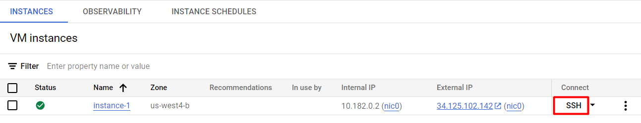 GCP SSH connection