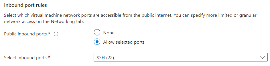 Azure inbound ports