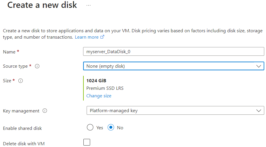 Azure data disk
