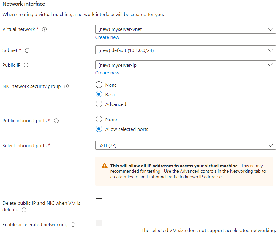 Azure network interface