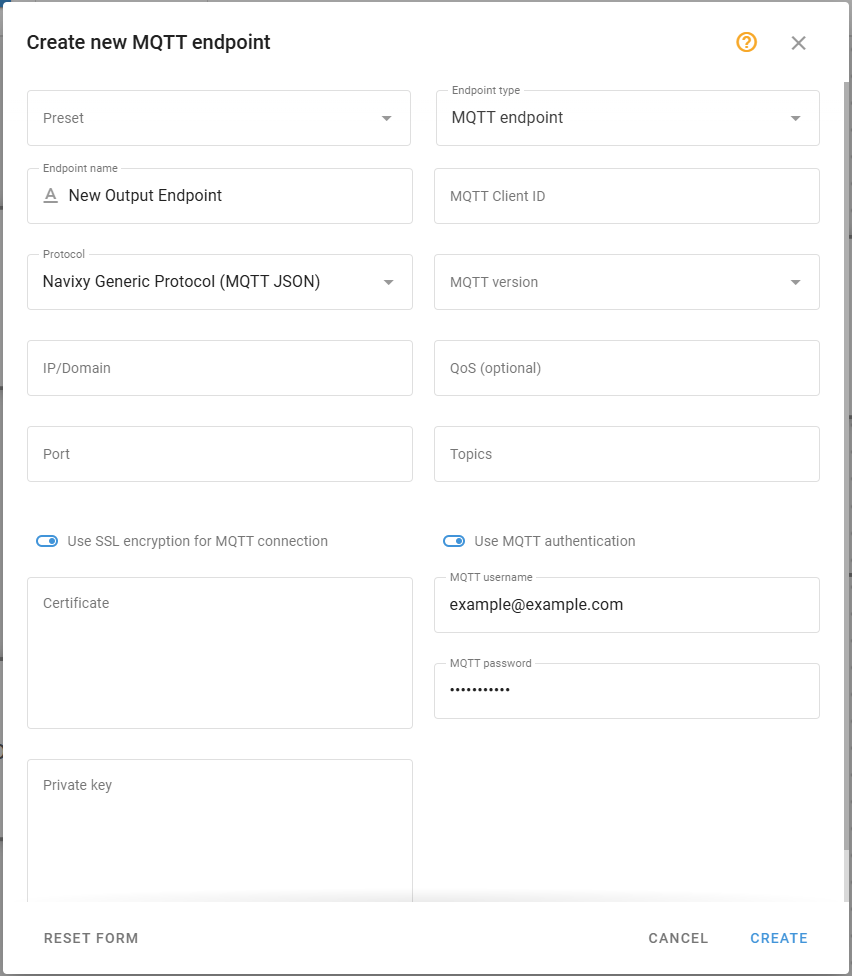 Output Endpoint node configuration panel in its default appearance