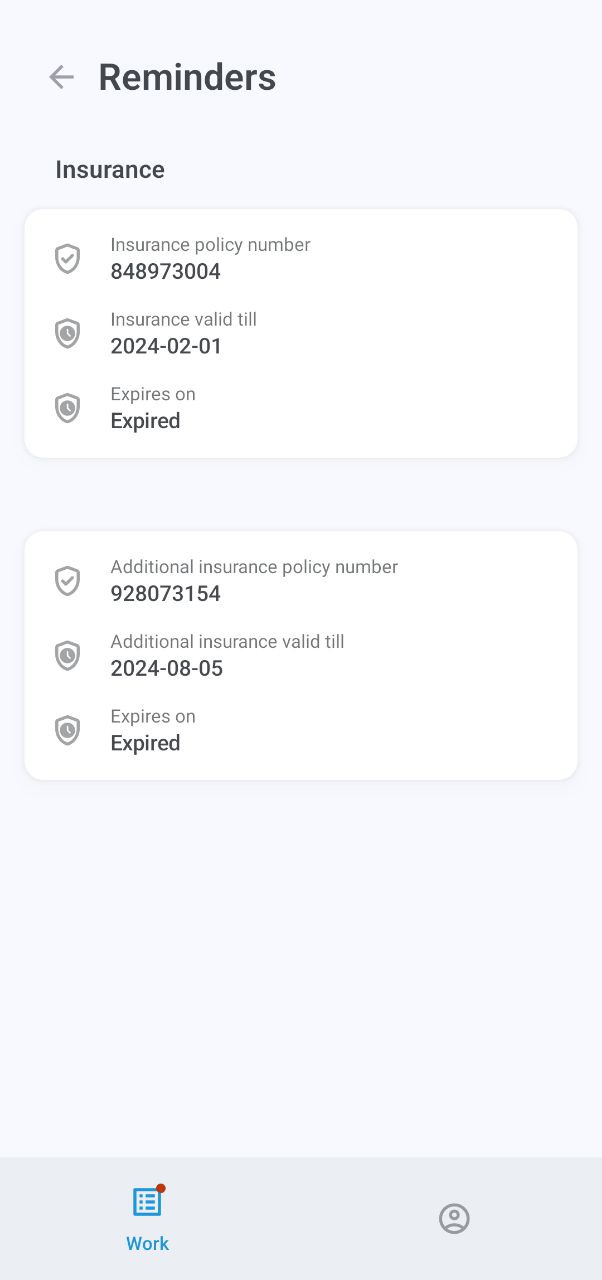 Reminder screen