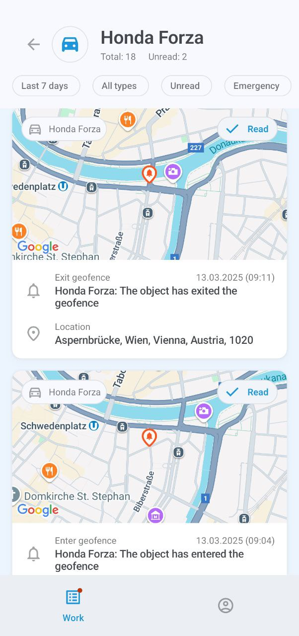 Events list