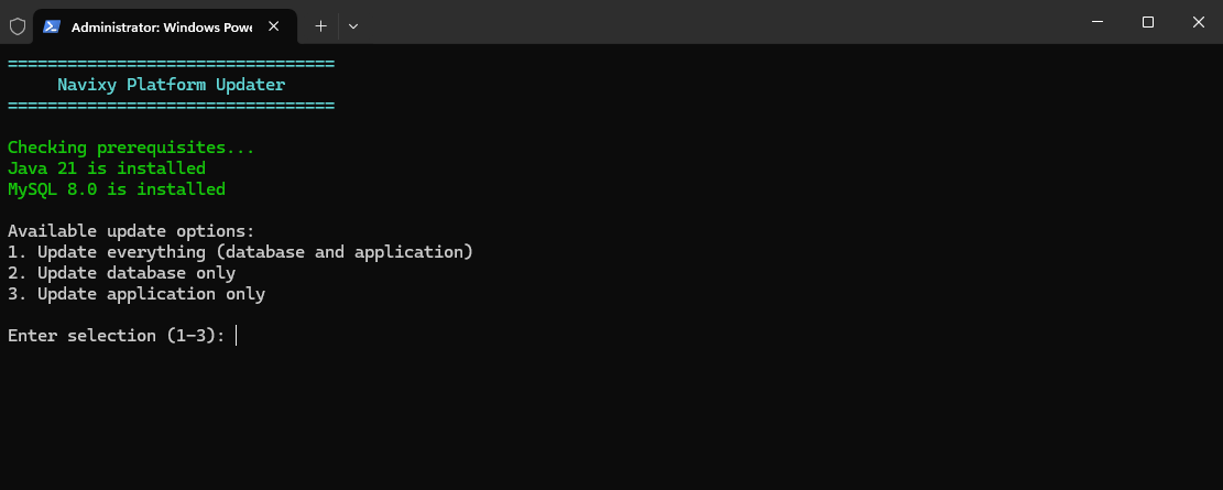 Update menu